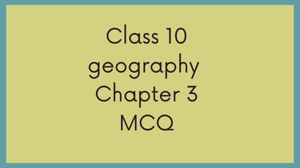 Class 10 Geography Chapter 3 MCQ