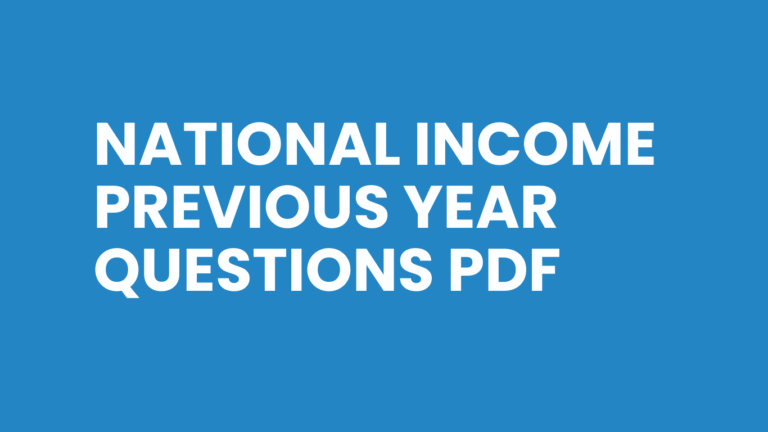 National Income Previous Year Questions PDF