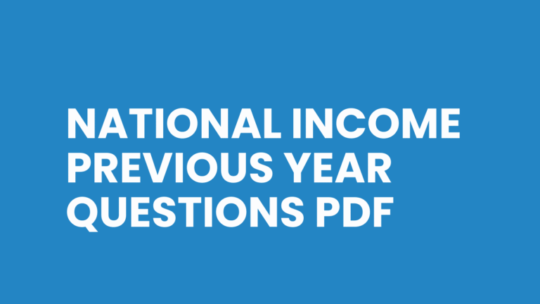National Income Previous Year Questions PDF
